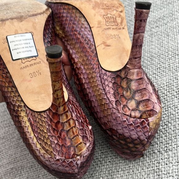 Jimmy Choo Shoes Womens Pink Yellow Snakeskin Pump Heels - fits a 7.5-8 - Picture 5 of 8